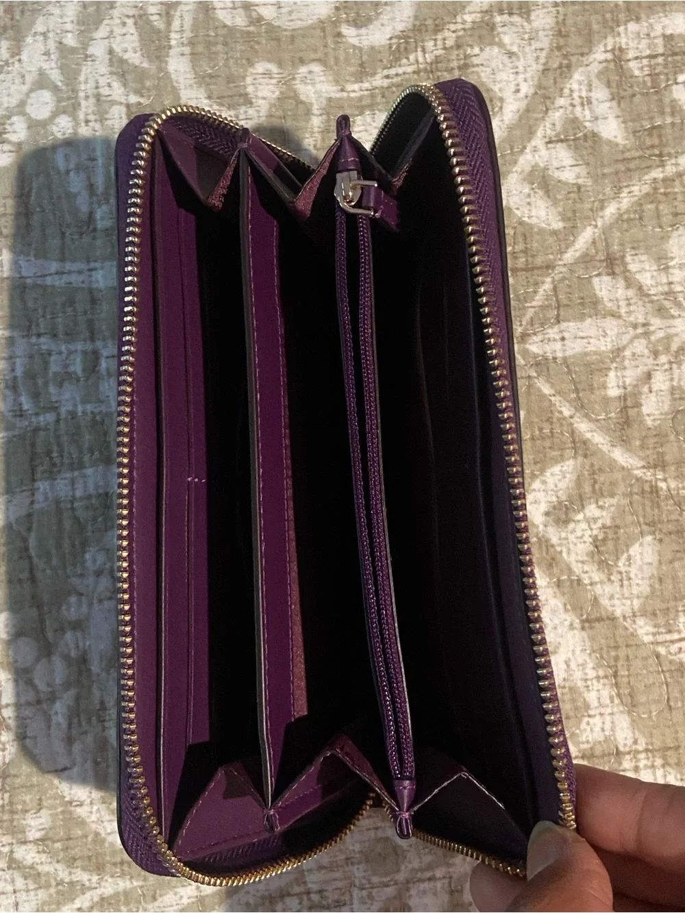 kate spade Plum Leather Zip Around Wallet - Deep Berry